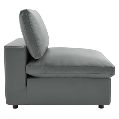 Luxurious Gray Faux Leather 5-Piece Sectional with Ottoman
