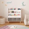 KWPZQEB 3 Tiers of Open-Front Bookshelf, Wooden Book Display Organizer with 3 Fabric Storage Drawers, Montessori Bookshelf for Playroom, Nursery,White - 2 of 4