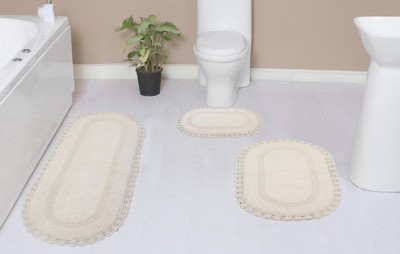 Hampton Crochet Collection Cotton Reversible Tufted Set of 3 Bath Rug Set - Home Weavers