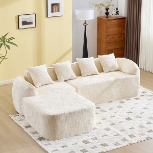 EHMKNP 101" L-Shaped Sectional Sofa with Curved Chaise – Modular Chenille Cloud Couch,  No Assembly Required - 1 of 4
