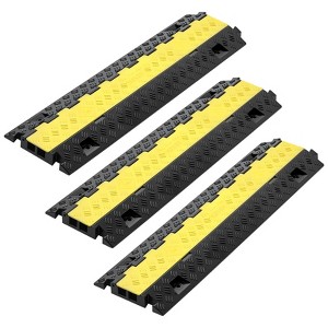 VEVOR Cable Protector Ramp, 22,000 lbs/axle Capacity, 2 Channel Heavy Duty TPU Cord Hose Wire Cover, 1.2 x 1.1 in Channel, 3 Pack,Yellow&Black - 1 of 4