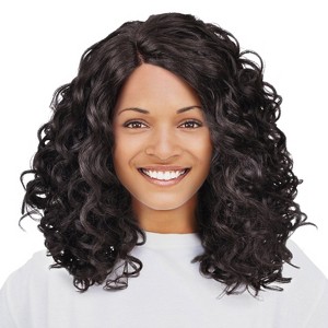 Synthetic Lace Front Kinky Curly Wig Natural Looking L Part Heat Resistant Daily Party Costume Full Head Hair for Women - 1 of 4