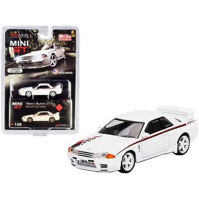 Nissan Skyline GT-R (R32) Nismo S-Tune RHD (Right Hand Drive) White with Graphics Ltd Ed 1800 pcs 1/64 Diecast Model Car by TSM