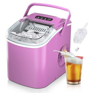 EUHOMY Portable Ice Maker - 26lbs/day, Ultra-Quiet & Self-Cleaning, Bullet Ice Production for Home, Kitchen,Pink - 1 of 4