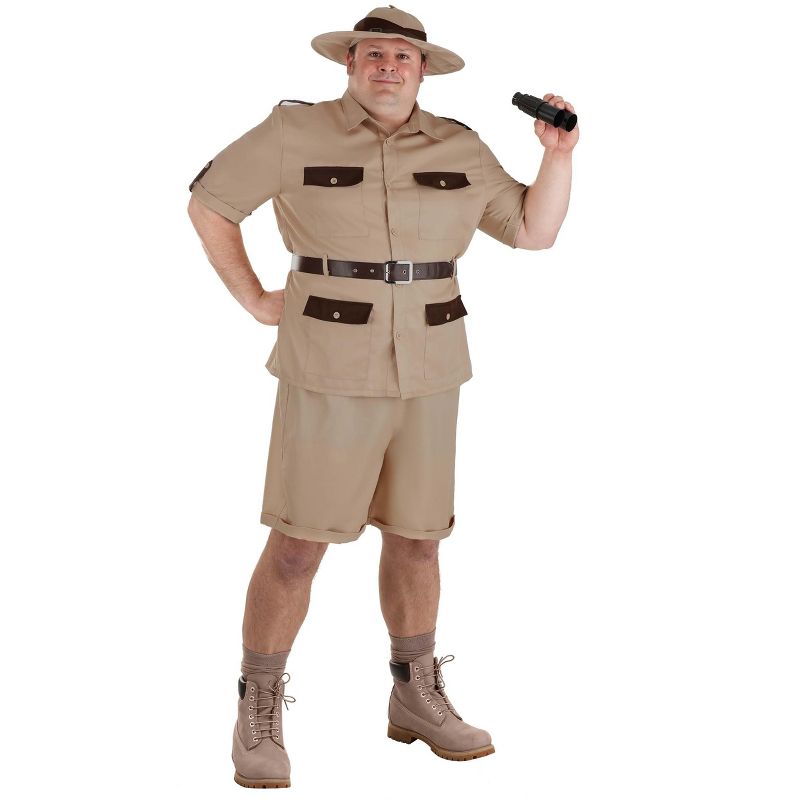 HalloweenCostumes.com 2X  Men  Safari Men's Plus Size Explorer Costume., Brown/Brown, 1 of 5