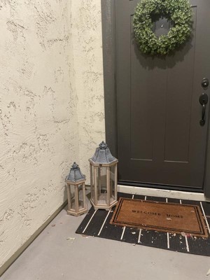 BACKYARD EXPRESSIONS PATIO · HOME · GARDEN 27 in. and 20 in. Indoor/Outdoor  Wooden Lantern Set in Natural 909711 - The Home Depot