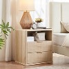 Fluted Nightstand, 23in Wide 2 Drawers End Table, Night Stand with Open Storage Cabinet, Farmhouse Bed Side Tables, Wood Dresser for Bedroom - 3 of 4