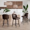 Dark Brown PU Leather Bar Height Bar Stool, Set of 2, 360° Swivel Upholstered Bar Stool - 4 of 4