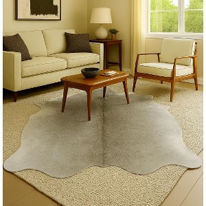 Home Mart Goods 6' x 7' Feet Grey Cowhide Handmade Soft Large Cow Hide Cow Skin Leather Animal Area Rug - 1 of 4