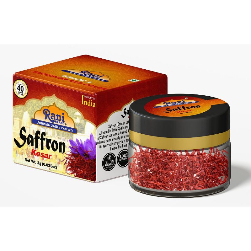 Pure Saffron (Kesar) from India - 1gm (0.035oz) PET Jar - Rani Brand Authentic Indian Products, 1 of 9