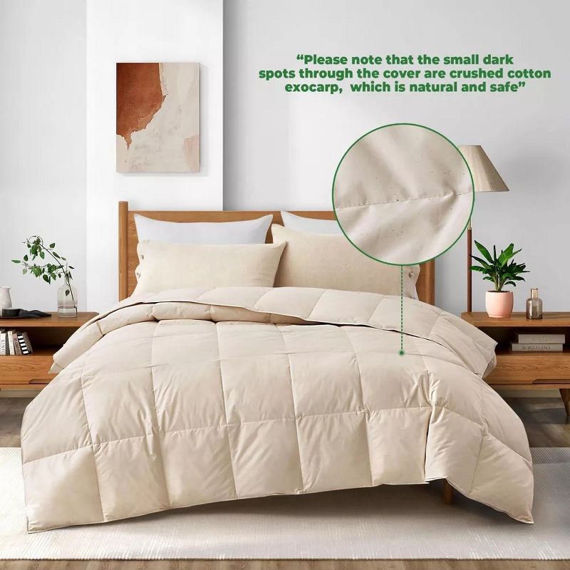 Puredown All Season 100% Organic Cotton Down Duvet Insert Medium Warmth Comforter, 6 of 13