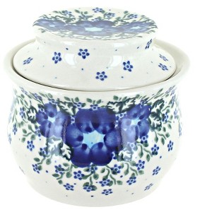 Blue Rose Polish Pottery 549 Vena French Butter Dish - 1 of 2