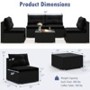 Costway 5 Piece Outdoor Furniture Set with Seat & Back Cushions Tempered Glass Tabletop Black/Blue - 3 of 4