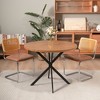 Hooseng Round Dining Table for 4, Farmhouse Style Kitchen Table Small Dinner Table with MDF Top and Metal Legs, Space Saving Dining Room Furniture - 2 of 4