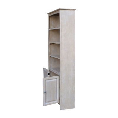 Washed Gray Taupe 72" Solid Wood Bookcase with Doors