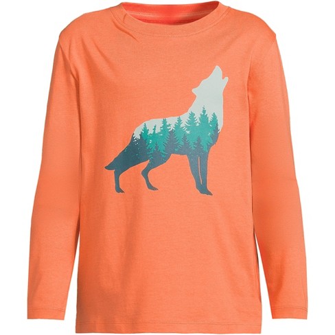 Lands\' End Kids Long Sleeve : Scenic - Target Tee 2x Large Wolf Graphic 