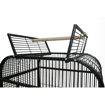 Black Steel Play Top Bird Cage with Plastic Base