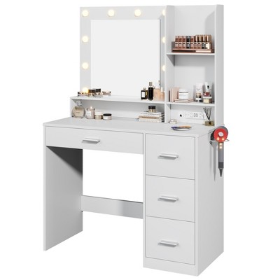 LACOO 39" Makeup Vanity Desk with Lights, Mirror and Power Outlet