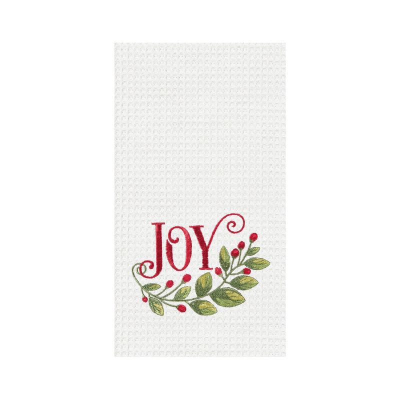 C&F Home Joy Garland Embroidered Waffle Weave Kitchen Towel, 1 of 4