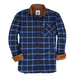 Gioberti Men's Long Sleeve Brushed Flannel Plaid Checkered Shirt with Corduroy Contrast - 1 of 4