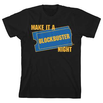 Bioworld Blockbuster "Make It a Blockbuster Night" Youth Black Short Sleeve Crew Neck Tee