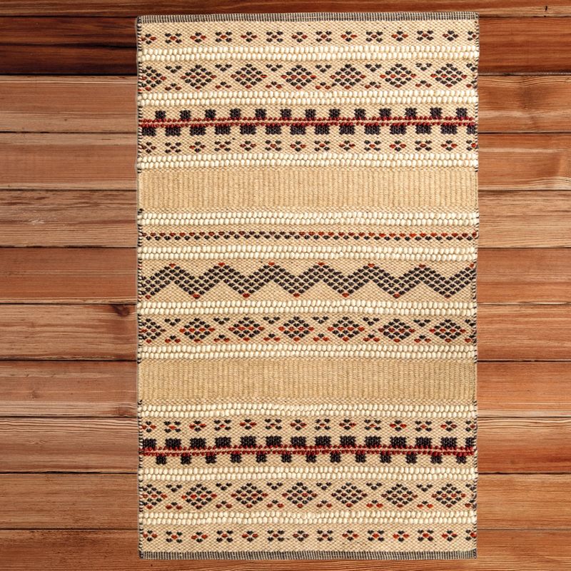DEERLUX Handwoven Boho Beige Textured 100% Wool Flatweave Kilim Rug, 2' x 3', 1 of 9