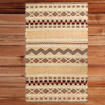 DEERLUX Handwoven Boho Beige Textured 100% Wool Flatweave Kilim Rug, 2' x 3'