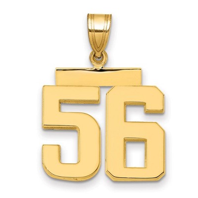 Black Bow Jewelry 14k Yellow Gold, Athletic Collection Medium Polished Number 56 Pendant