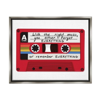 Stupell Industries With The Right Music Vintage Cassette Framed Floater Canvas Wall Art