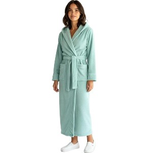 ADR Plush Fleece Robe for Women, Long Hooded Bathrobe with Hood, Plus Size - 1 of 4