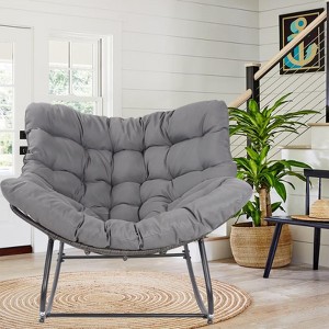 COMHOMA Patio Lazy Chair, Outdoor Egg Shaped Rocking Relax Sofa with Rattan - 1 of 4