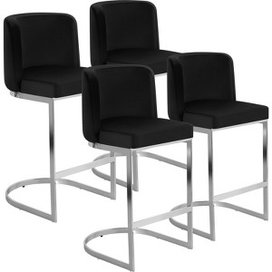 Bekrvio 26" Counter Height Bar Stools - with Back & C-Shaped Metal Frame, Upholstered Chairs for Kitchen Island, Home Bar, Pub - 1 of 4