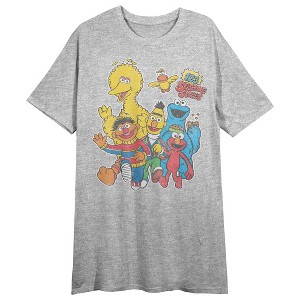 Sesame Street 123 Sesame Street Crew Neck Short Sleeve Athletic Heather Women's Night Shirt - 1 of 2