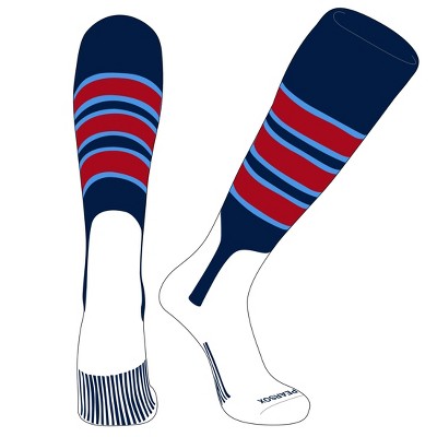 PEAR SOX OTC Baseball Softball Stirrup Socks (C, 7in) Navy, Sky Blue, Red