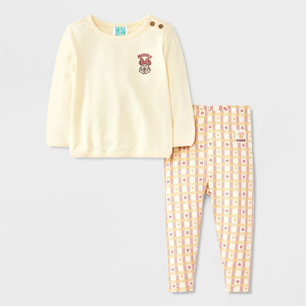 Baby Girls' 2pc Disney Minnie Mouse Sweatshirt and Legging Pants Set - Beige