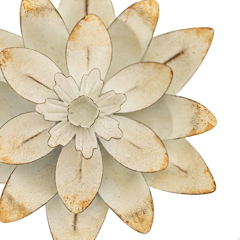 Antique Finish Wall Flower White Metal by Foreside Home & Garden, 4 of 9
