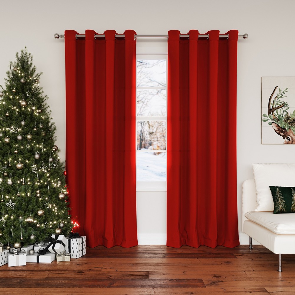 Photos - Curtains & Drapes 54"x95" Sun Zero Room Darkening Seymour Grommet Curtain Panel Bright Red