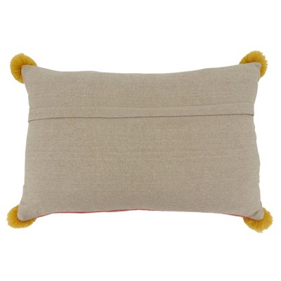 Multicolor Geometric Embroidered Cotton Lumbar Throw Pillow