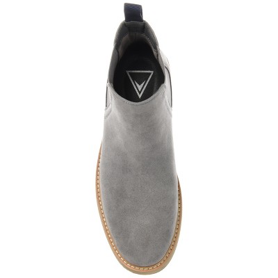 Men's Gray Faux Leather Chelsea Boot with Rubber Sole