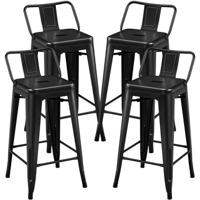 Yaheetech 26" Stackable Low Back Metal Counter Height Bar Stools with Footrest, Set of 4