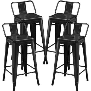 Yaheetech 26" Stackable Low Back Metal Counter Height Bar Stools with Footrest, Set of 4