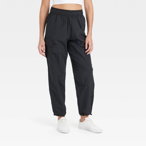 Women's High-rise Cargo Parachute Pants - All In Motion™ Black L : Target