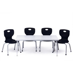 Table and Chair Set - NAAR Black 14" Chair - Gray 24 X 48 Table - Gray Large Legs - 1 of 4