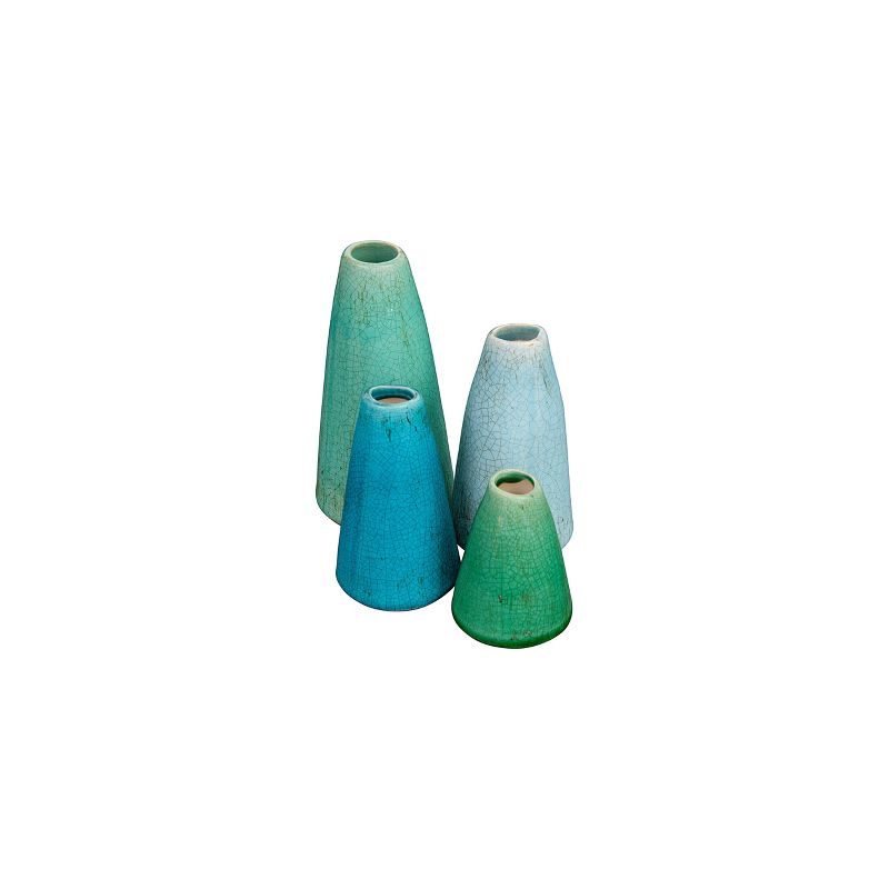 Set of 4 Terra-cotta Vases Aqua Colors - Storied Home, 5 of 7