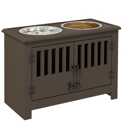 PawHut Large Elevated Dog Bowls with Storage Cabinet Containing Large 37L Capacity, Raised Dog Bowl Stand Pet Food Bowl Dog Feeding Station