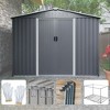 Gulches 8x6 FT Outdoor Tool Storage Shed with Metal Foundation & Lockable Doors,  All Weather Metal Sheds for Garden, Patio, Backyard, Lawn, Gray - 4 of 4