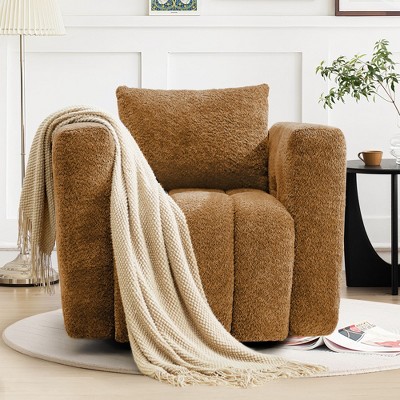 Hyleory Wooden Frame Swivel Chair with Soft Fabric Upholstery, 360° Rotation, Comfortable Ergonomic Design for Living Room and Office Seating