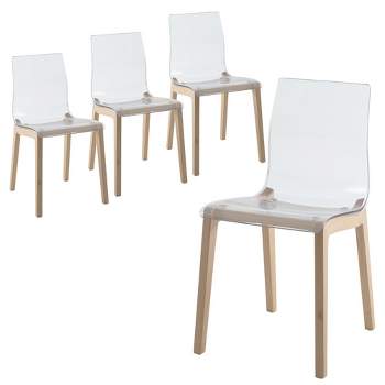 Leisuremod Marsden Modern Plastic Dining Side Chair With Beech Wood Legs