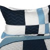 Slickblue Full/Queen Size 3PC Patchwork Quilt Set, Vermicelli Quilted, Blue/Black, Handmade, 3-Piece Set - 3 of 4