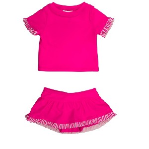 RuffleButts Girls Short Sleeve Ruffle UPF50+ Rash Guard Skirted 2-Piece - 1 of 4